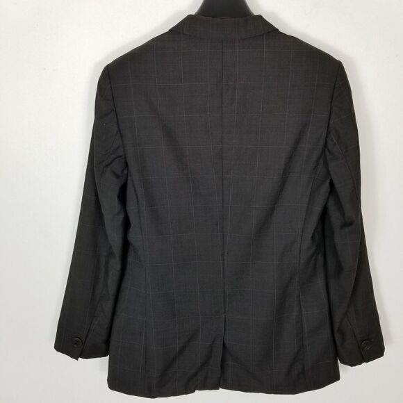 Giorgio Armani Le Collezioni Women Wool Blend Blazer Size 8 Gray Windowpane - Picture 4 of 7